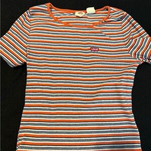 Levi's Orange and Black Striped Tee